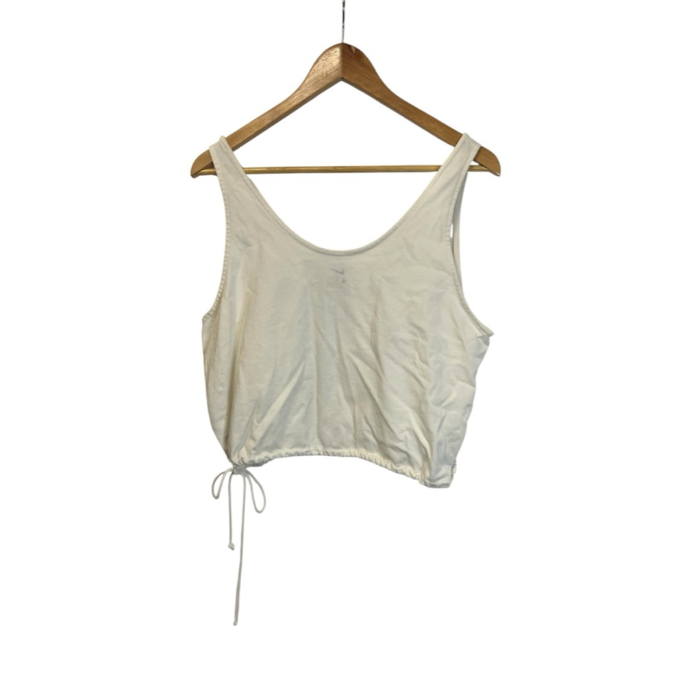 Nike Women’s Cream Cropped Drawstring Tank Top Size Large - Picture 4 of 9